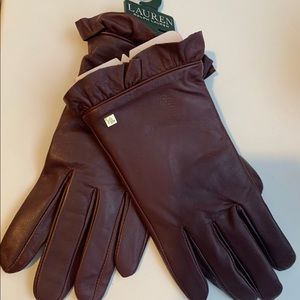 Ralph Lauren Gloves 100% Sheep Leather Merlot Colour